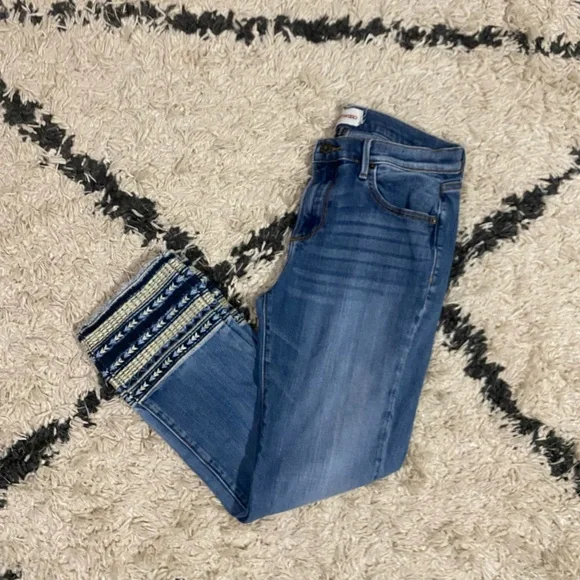 Driftwood Colette Straight Leg Embroidered Hem Jeans - Picture 10 of 10